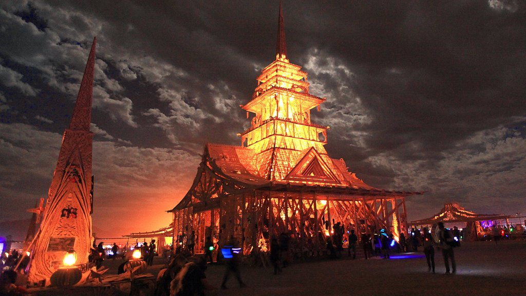 Researching the Burning Man Diaspora 4 the temple of juno at burning man at full moon by bluedogsd d5if300