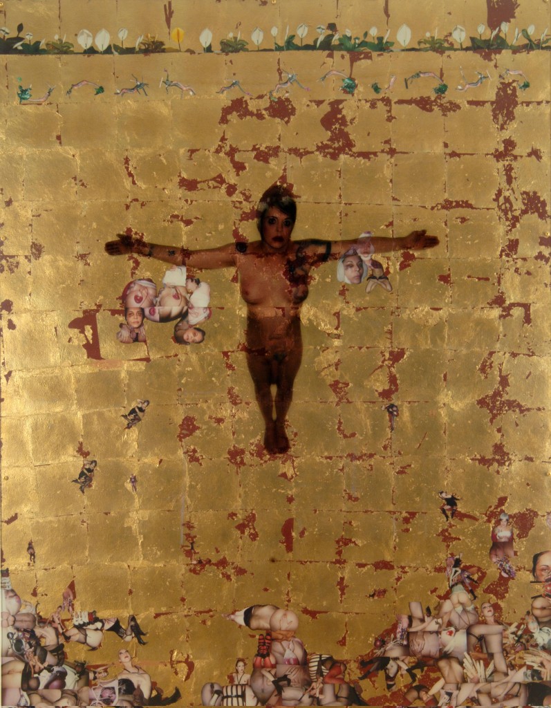 BREYER P-ORRIDGE Cruciform (Sigil Working), 2005 Polaroids, gold leaf, C-print on Plexi 70 x 54 inches 20,000