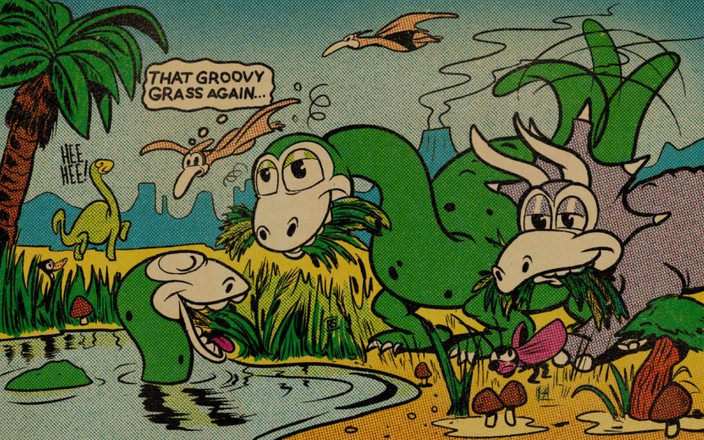 imagine psychedelic dinosaurs tripping daily